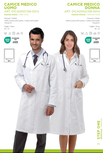 SIGGI411 - 01CA0001 CAMICE MEDICO UOMO TG. 40-62